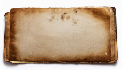 old dirty stained blank notepaper page isolated on white