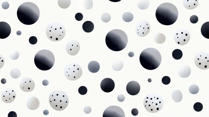 Silver Polka Dots on Seamless Monochrome Pattern Gray Scale and White Background
