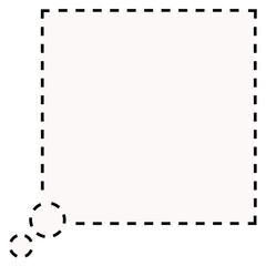 シンプルな破線の丸い思考フキダシ1（黒・白）