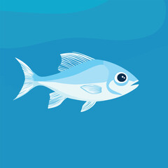 Fototapeta premium A vibrant 2D vector of a fish swimming in a colorful coral reef.