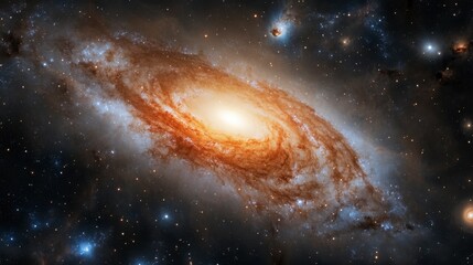 Fototapeta premium Vibrant Galaxy Featuring Swirling Nebulae and Cosmic Dust in Vast Space