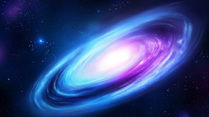 Obraz premium Vibrant Galaxy with Swirling Nebulae and Stars in Deep Blue and Purple Hues