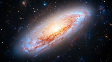 Fototapeta premium Vibrant Starry Galaxy Background with Swirling Orange and Blue Nebulae in Deep Cosmic Space