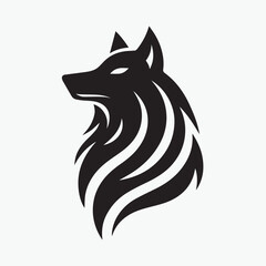 Obraz premium Wolf head icon logo black silhouette vector illustration