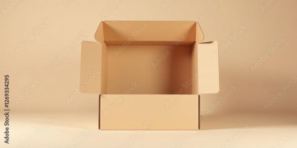 Aufkleber open cardboard box on neutral background a simple packaging concept for product display and mockups