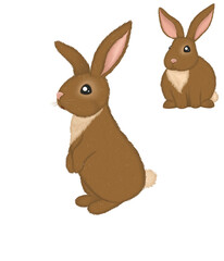 Isolated illustration of a cartoon rabbit without background 
