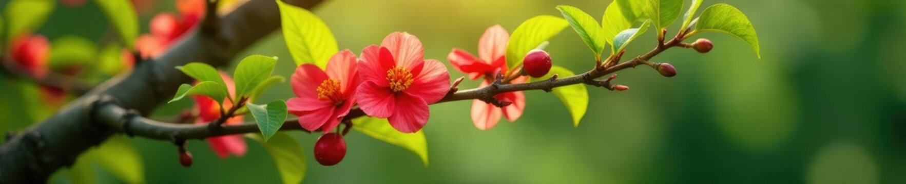 a single branch on a flowering tree bears an abundance of jambo flowers, nature, greenery