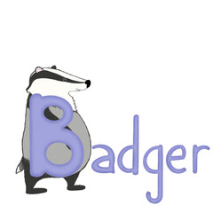 Fototapeta premium the word sale on white background. Isolated illustration for kids alphabet with badger