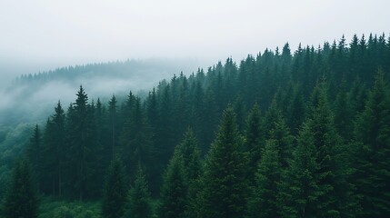 Obraz premium Misty Mountain Evergreen Forest Landscape