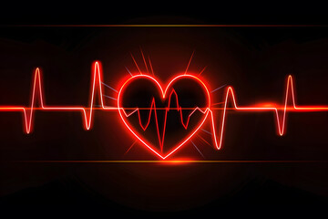 Heartbeat pulse with glowing heart illustration