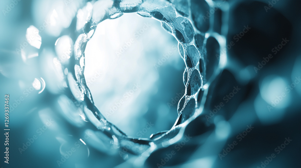 Poster abstract close up of honeycomb structure with blue tint, creating futuristic feel