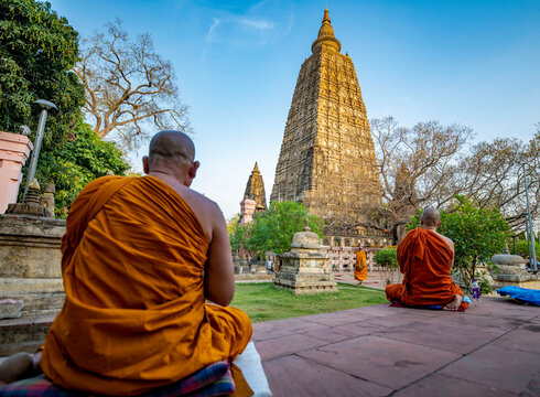 Majestic Mahabodhi Temple in Bodh Gaya, a UNESCO World Heritage site and the place where Buddha attained enlightenment. Showcasing intricate architecture and serene spiritual ambiance.&rdquo;
