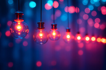 Blurry defocused lightbulbs background, festive atmosphere