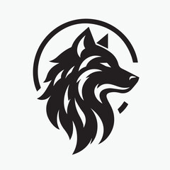 Obraz premium Wolf head icon logo black silhouette vector illustration