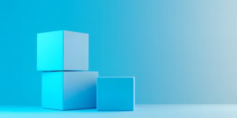 Obraz premium Abstract Blue Cubes Minimalist Product Display Background