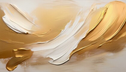art oil and acrylic smear blot canvas painting wall abstract beige and gold color stain brushstroke texture background
