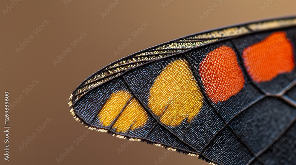 Poster Detailed macro of butterfly wing with vibrant colors and intricate patterns