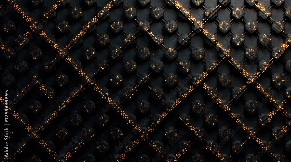 Poster abstract dark grid with golden accents a luxurious textured background for design projects