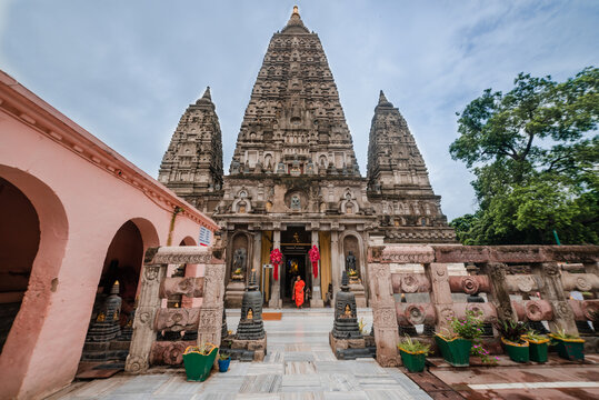Majestic Mahabodhi Temple in Bodh Gaya, a UNESCO World Heritage site and the place where Buddha attained enlightenment. Showcasing intricate architecture and serene spiritual ambiance.&rdquo;
