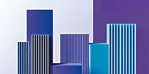 Obraz premium Abstract Blue and Purple Geometric Shapes Background Modern Minimalist Design 3D Render