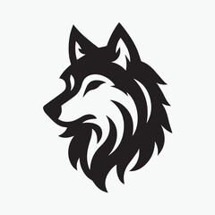 Wolf head icon logo black silhouette vector illustration