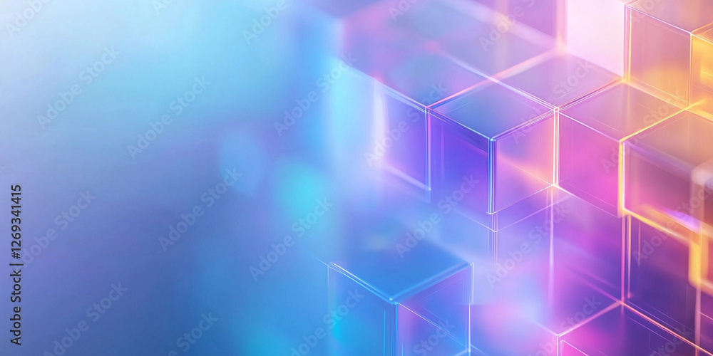Aufkleber colorful abstract design with geometric cubes and soft gradient background