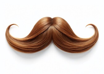 Vintage Brown Hair Mustache, Isolated on White Background - Retro Hair Style Stock Photo