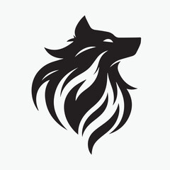 Wolf head icon logo black silhouette vector illustration