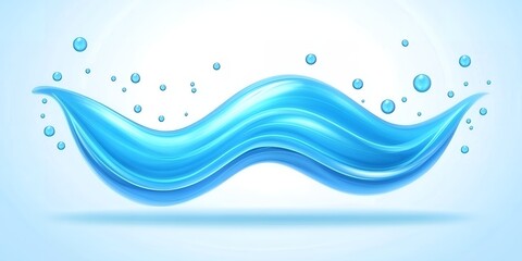 Abstract Blue Water Wave Flowing with Bubbles Liquid Splash Design Refreshing Clean