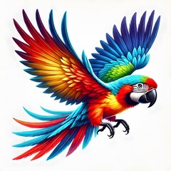 Obraz premium A colorful flying parrot isolated on white background