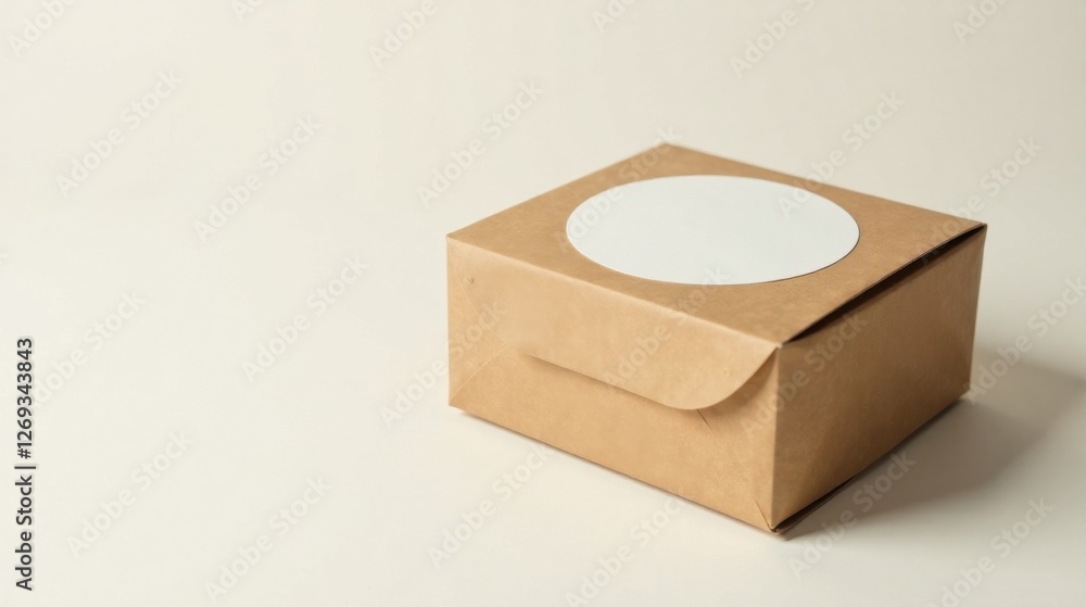 Poster kraft paper box with a blank circular label, ideal for product packaging or branding showcasing mini