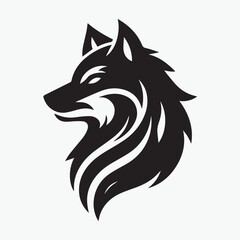 Obraz premium Wolf head icon logo black silhouette vector illustration