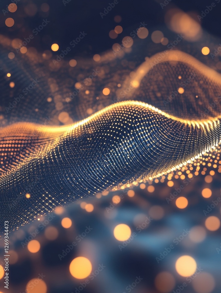 Poster abstract quantum technology background. glowing particles and blurred circles. digital innovation co
