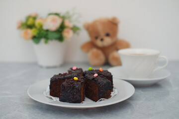 Sweet Moments with Chocolate Cake and Coffee