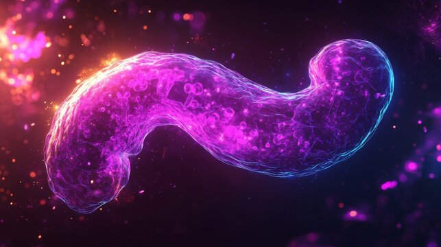 A Vibrant neon pancreas glowing brightly