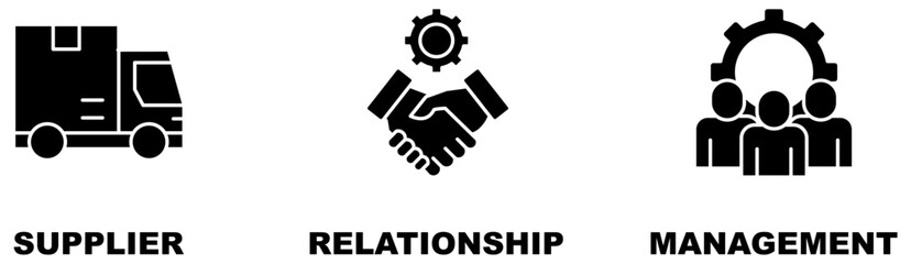 SRM banner web icon vector illustration concept of supplier relationship management with icon of product, delivery, supply, chain, checklists, cycle