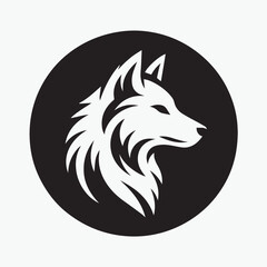 Obraz premium Wolf head icon logo black silhouette vector illustration