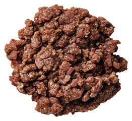 Overhead View of Ground Beef on Transparent Background