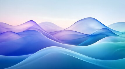 Abstract Blue and Purple Wave Mountains Landscape