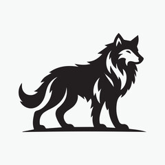 Obraz premium Wolf head icon logo black silhouette vector illustration