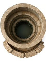Fototapeta premium Top view of a concrete water well, isolated on a white background, industry, concrete