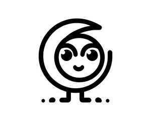 Minimal line art funny cartoon outline logo design vector illustration.