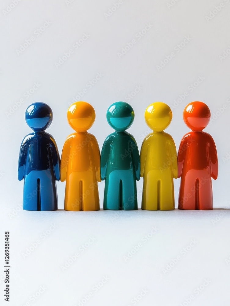 Aufkleber conceptual image of multicolored figurines in a row symbolizing diversity and social or corporate un
