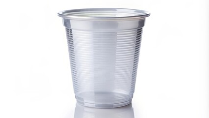 Transparent Plastic Cup on White Background