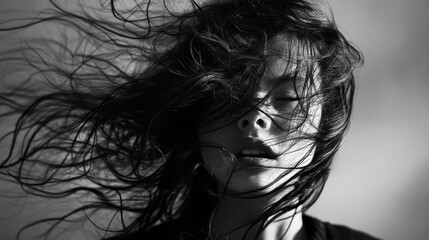 Fototapeta premium Caught in the Wind: Wavy Hair and Natural Motion