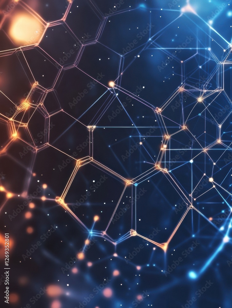 Poster digital technology background. abstract hexagons background with lines and dots. design for science,