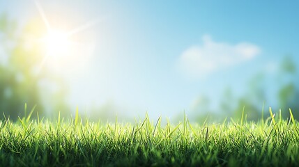 Sunny Day Green Grass Landscape Scene
