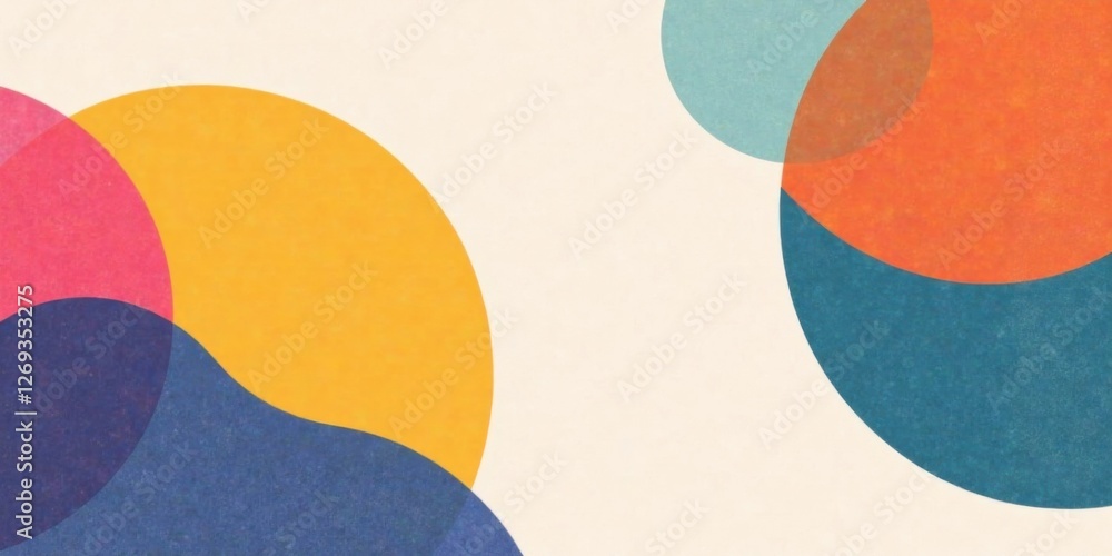 Leinwandbilder Abstract Colorful Overlapping Circles Design Featuring a Textured Background and Vibrant Hues