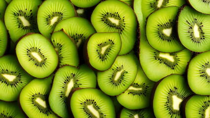 A multitude of kiwi slices forms a visually textured surface
