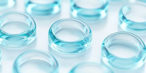Abstract Turquoise Rings Close up Macro Shot of Shiny Glass Circular Objects